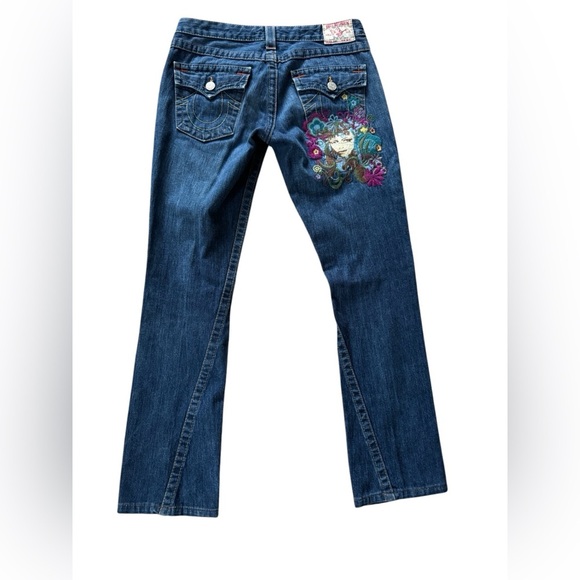 True Religion Jeans Womens 29 Joey Miss Groovy Flare Embroidered EUC - Picture 1 of 8